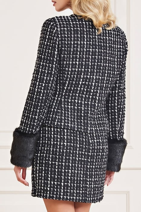 SECRET TWEED JACKET BLACK AND WHITE CROPPED COMB 2
