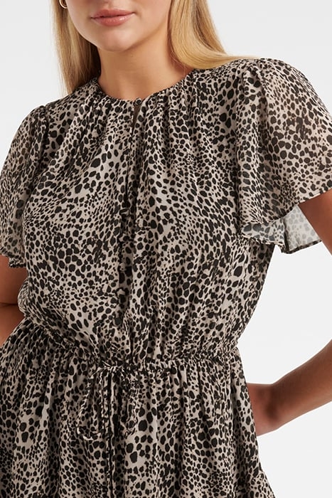 NAHLA FLUTTER SLEEVE MINI SEPIA LEOPARD 5