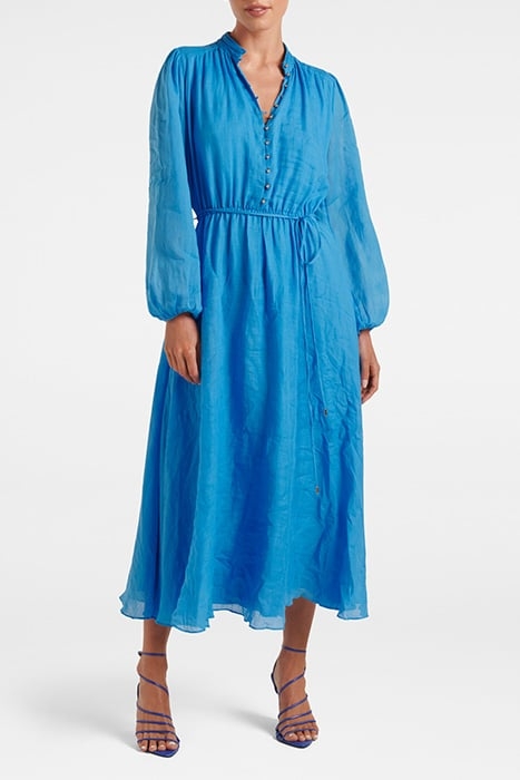 GWEN BUTTON UP MIDI DRESS VIVID CORNFLOWER 1