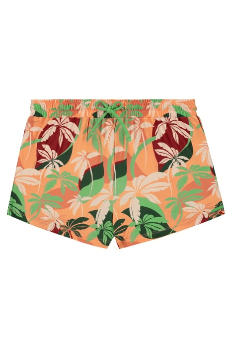 GIRLS SIL SWIM SHORTS WAVY PALMS LIGHT SANDALWOOD ORANGE 1
