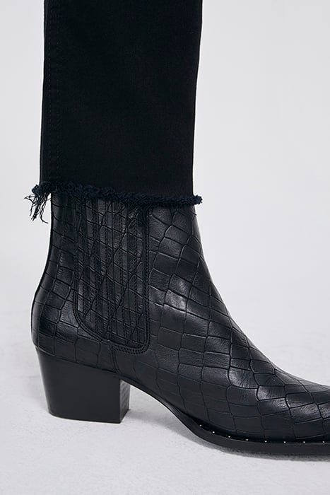 BLACK RECYCLED COTTON HIGH-WAIST STRAIGHT JEANS 7