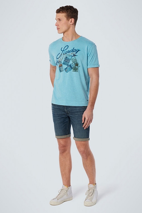 T-SHIRT CREWNECK PRINT GARMENT DYED LIGHT AQUA 3