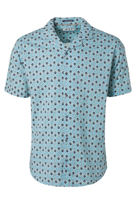 SHIRT SHORT SLEEVE RESORT COLLAR ALLOVER PRINTED LIGHT AQUA 4