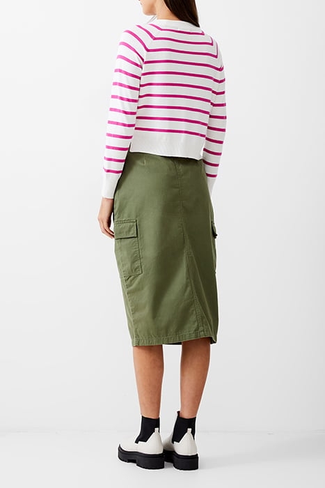 CORE RAGLAN STRIPE CREW IVORY/WILD ROSA 3