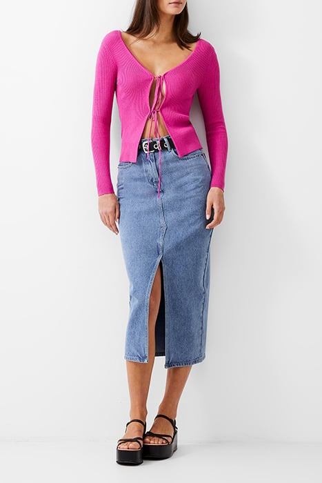 DOUBLE TIE RIB CARDIGAN WILD ROSA 2
