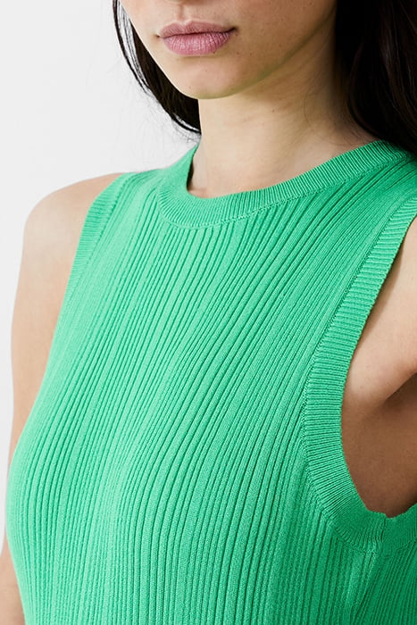 SLEEVELESS KNIT RIB DRESS MIDI POISE GREEN 5