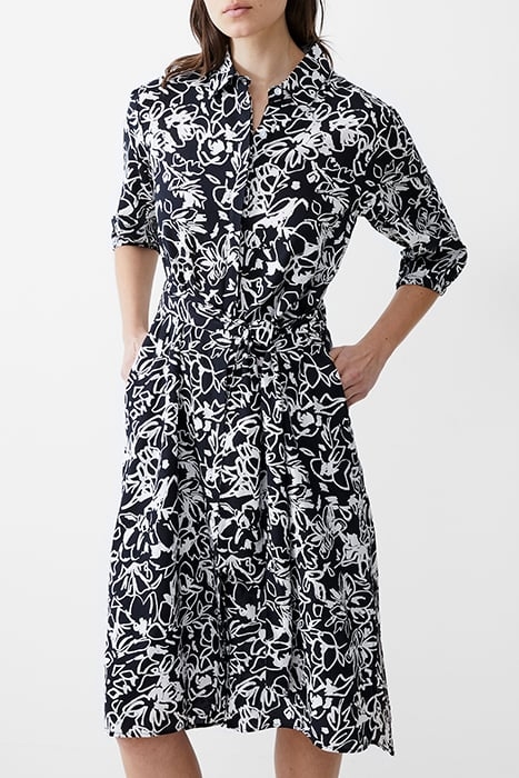 FAYOLA SHIRT DRESS MIDI BLACK/WHITE 1