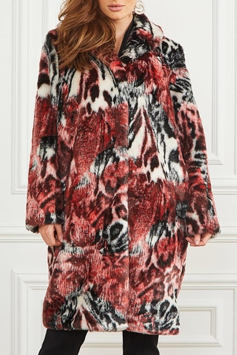 BELLE FAUX FUR COAT LEOPARD ROSE PRINT 1