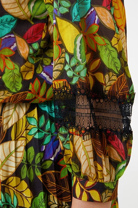 PRINTED BLOUSE WITH LACE TRIMS GREEN 8