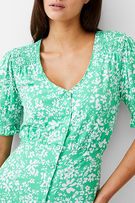 FLORALE BUTTON-THRU DRESS MIDI POISE GREEN/WHITE 3