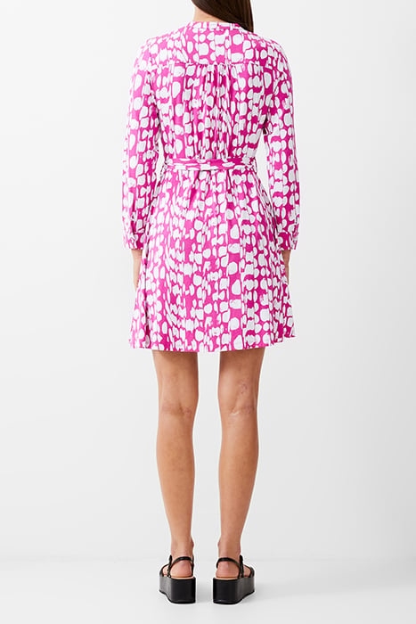 RILEY HENLEY DRESS KNEE WILD ROSA/IVORY 3