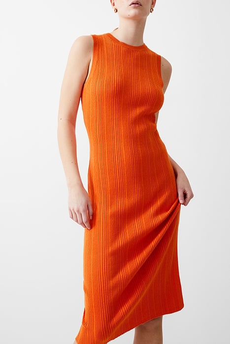 SLEEVELESS KNIT RIB DRESS MIDI MANDARIN 1