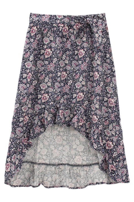 GIRLS’ NAVY FLOWER PRINT LENZING™ ECOVERO™ ASYMMETRIC SKIRT 1