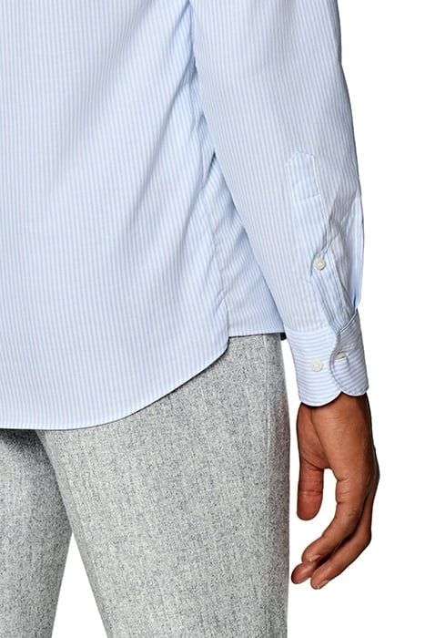 STRETCH OXFORD L. BLUE STRIPE LIGHT BLUE 7