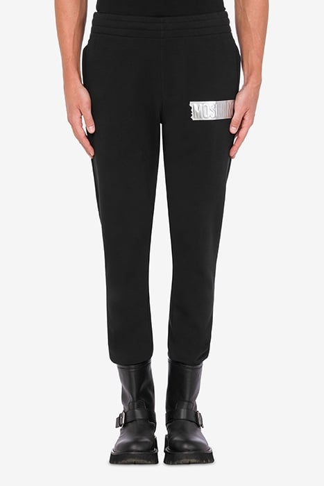 SILVER LOGO ORGANIC COTTON JOGGERS BLACK 1