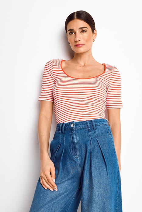 ORGANIC RIB SHIRT STRIPED CHERRY TOMATO 1