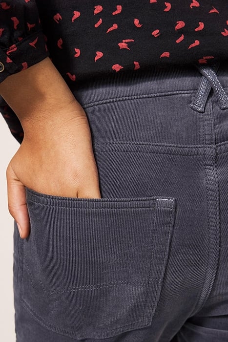 AMELIA SKINNY CORD TROUSER MID GREY 4