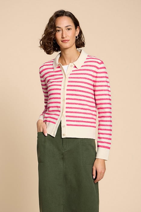 PEONY COLLARED CARDIGAN PINK 1