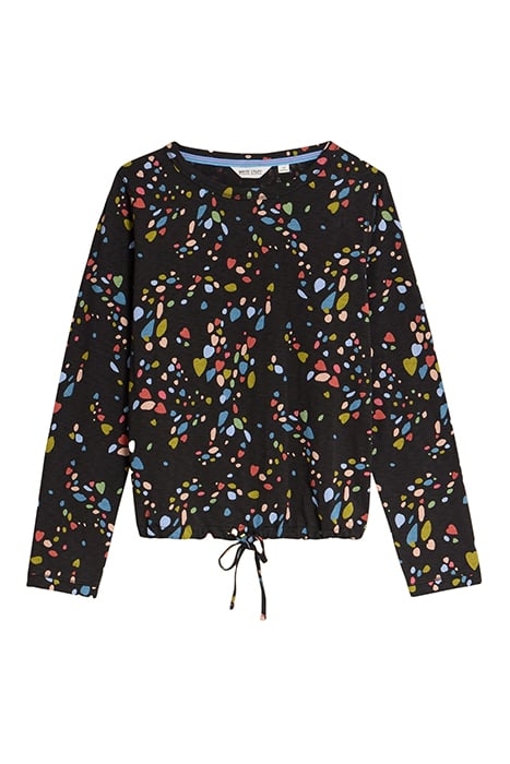 TASHA TIE HEM TOP BLACK PRINTED 1