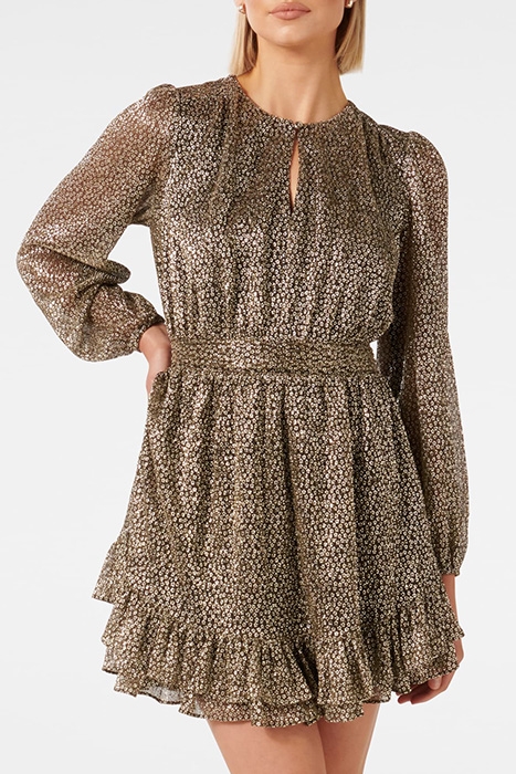 GOLDIE LONG SLEEVE PLISSE MINI BLACK/GOLD 5