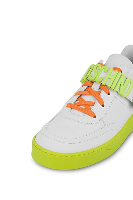 LETTERING LOGO CALFSKIN SNEAKERS WHITE 4