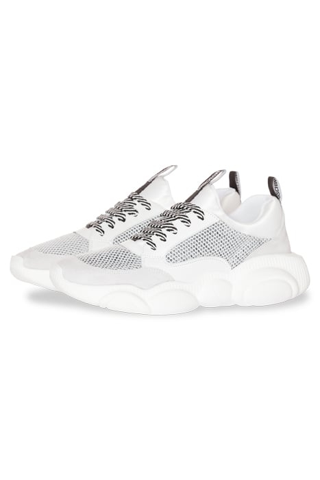 TEDDY RUN SNEAKER IN MESH, CALFSKIN AND SPLIT LEATHER WHITE 2