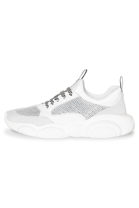 TEDDY RUN SNEAKER IN MESH, CALFSKIN AND SPLIT LEATHER WHITE 1