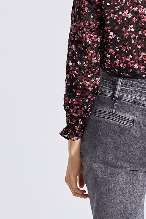 BLACK SHEER BLOUSE WITH PINK VELVET PRINT 6