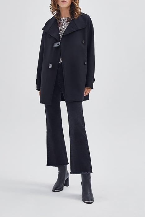 BLACK PEA COAT WITH ROCK DETAILS 2