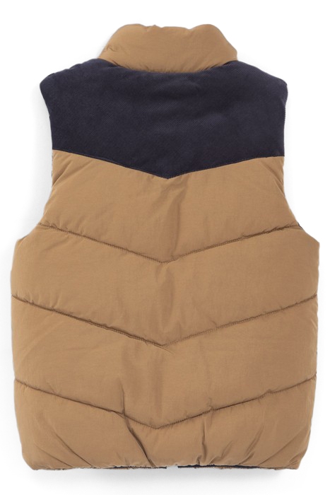 BOYS’ CAMEL AND NAVY REVERSIBLE BODYWARMER 2
