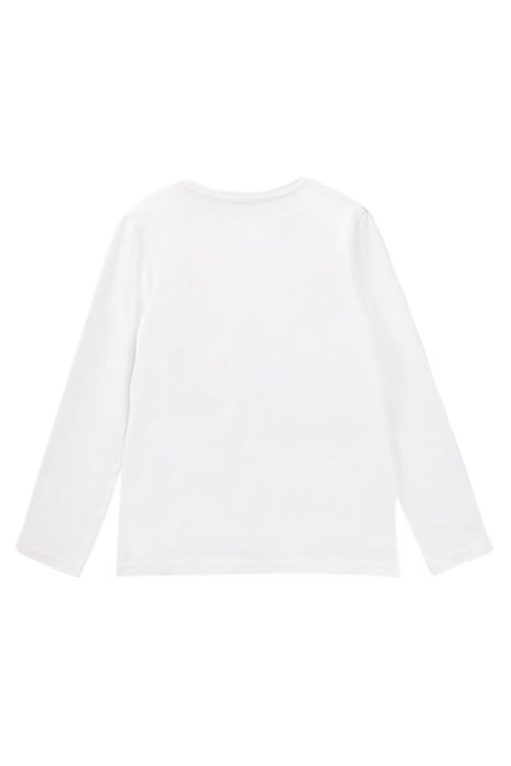 GIRLS’ OFF-WHITE COTTON T-SHIRT WITH GIRL IN BEANIE IMAGE 2