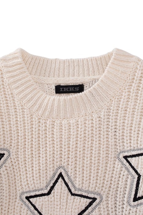 GIRLS’ OFF-WHITE KNIT SWEATER WITH STAR EMBROIDERY 4