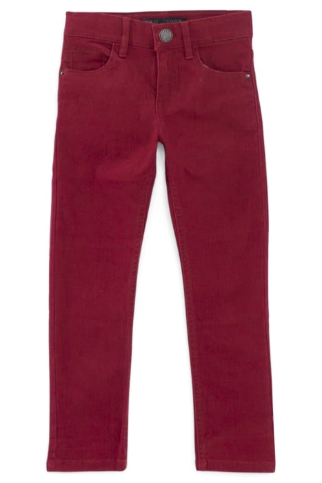 BOYS’ DARK RED UPCYCLED SLIM JEANS 1