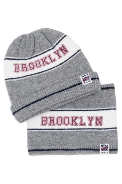 BOYS’ GREY SLOGAN JACQUARD KNIT SNOOD 3