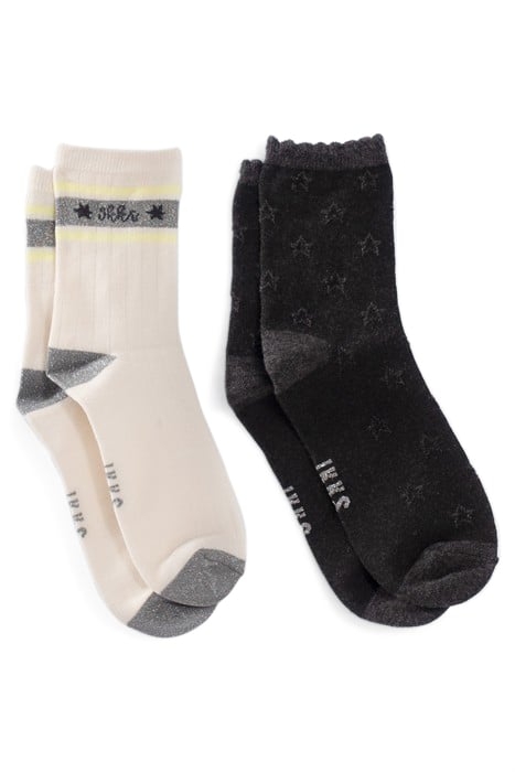 GIRLS’ GREY/ECRU RIBBED SOCKS 1