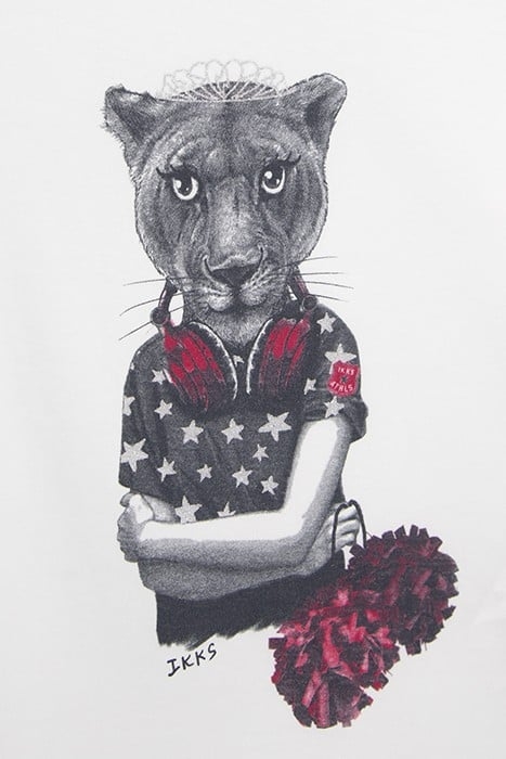 GIRLS’ OFF-WHITE LION-CHEERLEADER IMAGE T-SHIRT 5