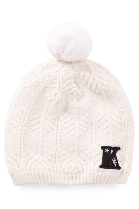 GIRLS’ OFF-WHITE LUREX KNIT BEANIE WITH POMPOM 2