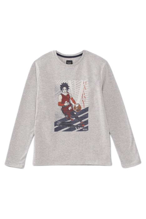 BOYS’ GREY BASKETBALL PLAYER-MANGA IMAGE T-SHIRT 2