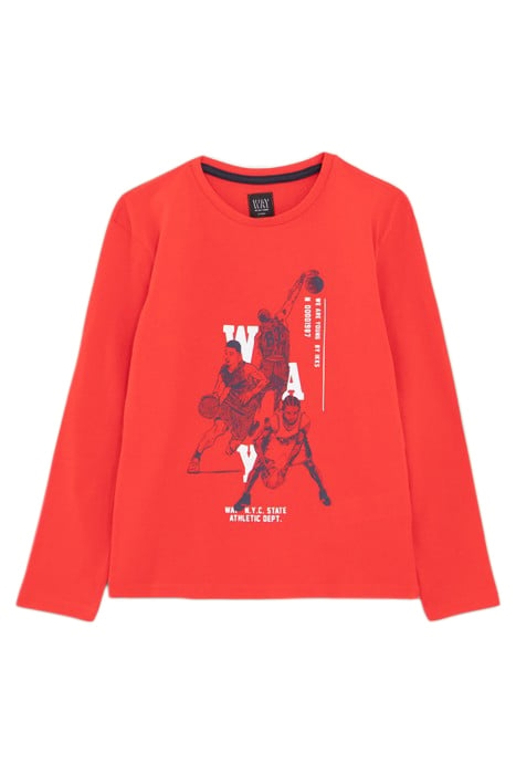 BOYS’ RED BASKETBALL PLAYER IMAGE T-SHIRT 1