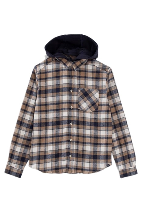 BOYS' NAVY CHECK SHIRT WITH DETACHABLE HOOD 1
