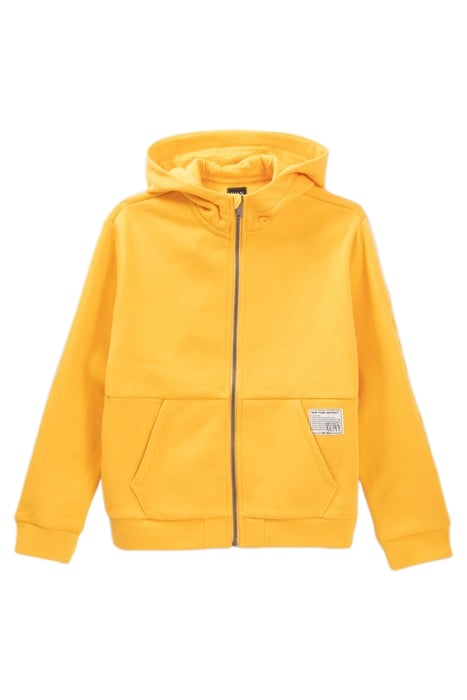 BOYS’ YELLOW CARDIGAN WITH EMBOSSED SLOGAN ON SLEEVE 1