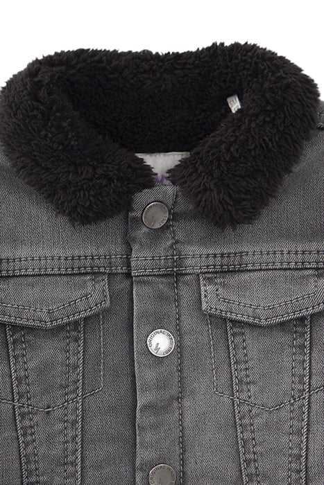 BABY BOYS’ GREY FUR-LINED DENIM JACKET, EMBROIDERED BACK 4