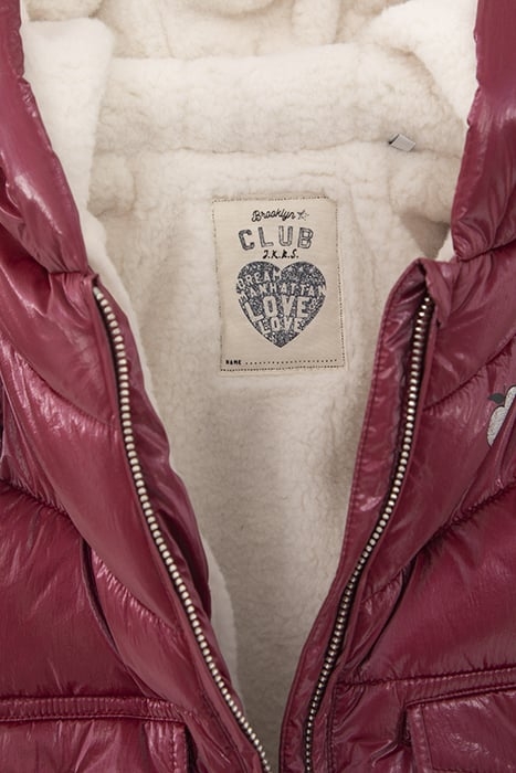 BABY GIRLS’ METALLIC BURGUNDY HOODED PADDED JACKET 5