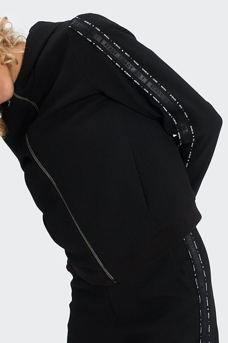 BLACK WAFFLE-KNIT SHORTS WITH LETTER BANDS 5