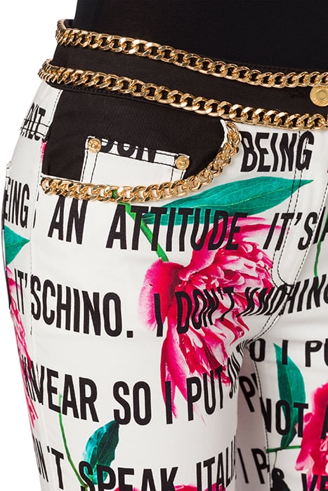 SLOGAN & FLOWERS GABARDINE TROUSERS WHITE 4