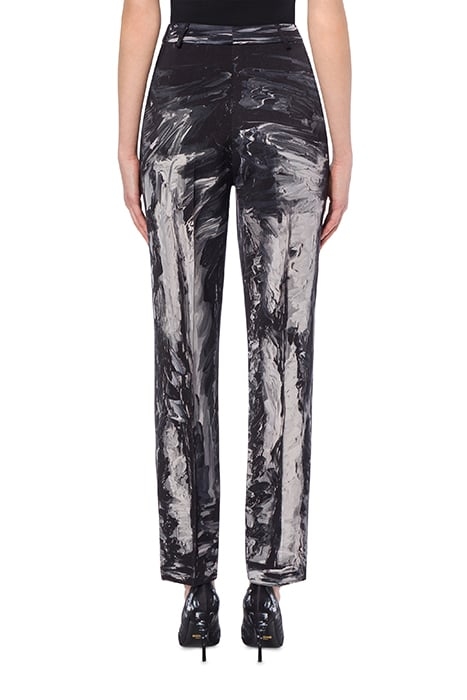 PAINTING WOOL SATIN TROUSERS BLACK 2