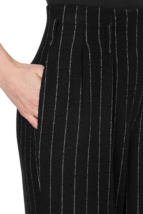 STRETCH WOOL PINSTRIPE TROUSERS BLACK 4