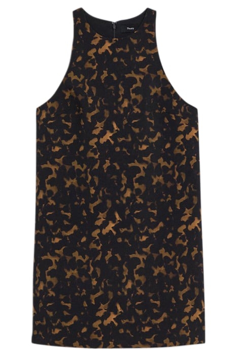 SHIFT DRESS IN TORTOISESHELL PRINTED CREPE DARK BROWN MULTI 2