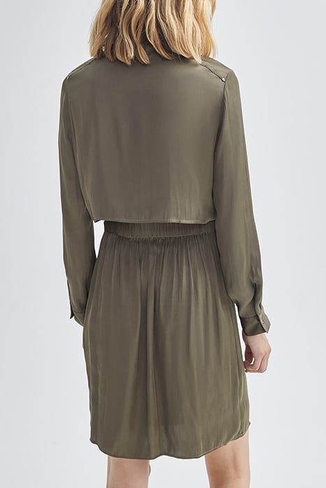 KHAKI SATIN RECYCLED DRESS WITH FLAP ON BACK KHAKI 2