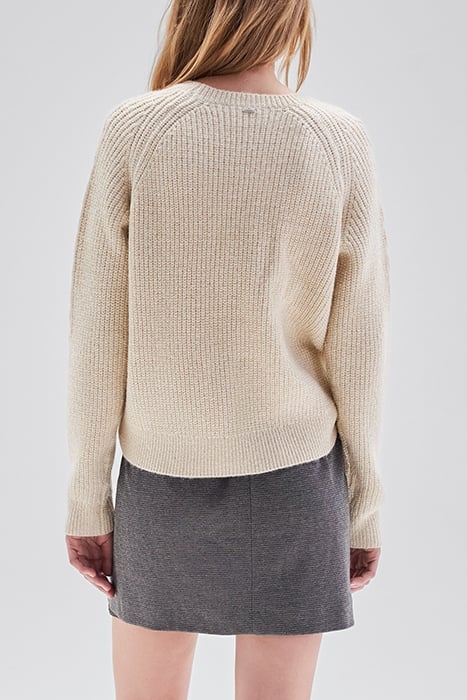 ECRU DECORATIVE STITCH LUREX KNIT SWEATER OFF-WHITE 2